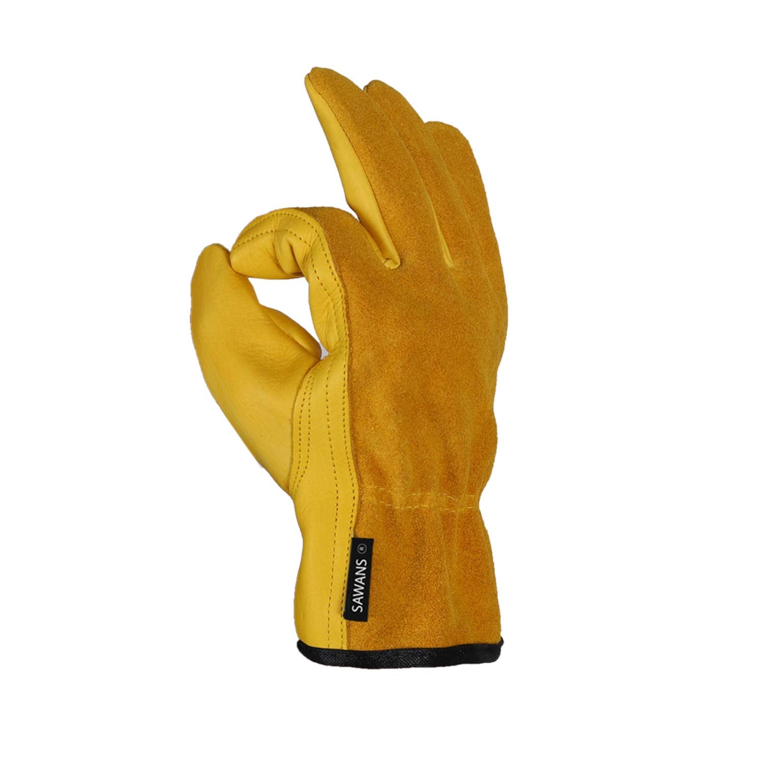 SAWANS Leather Work Gloves Thorn Resistant Gardening Gloves Heavy Duty for Men Women Breathable Flexible Construction