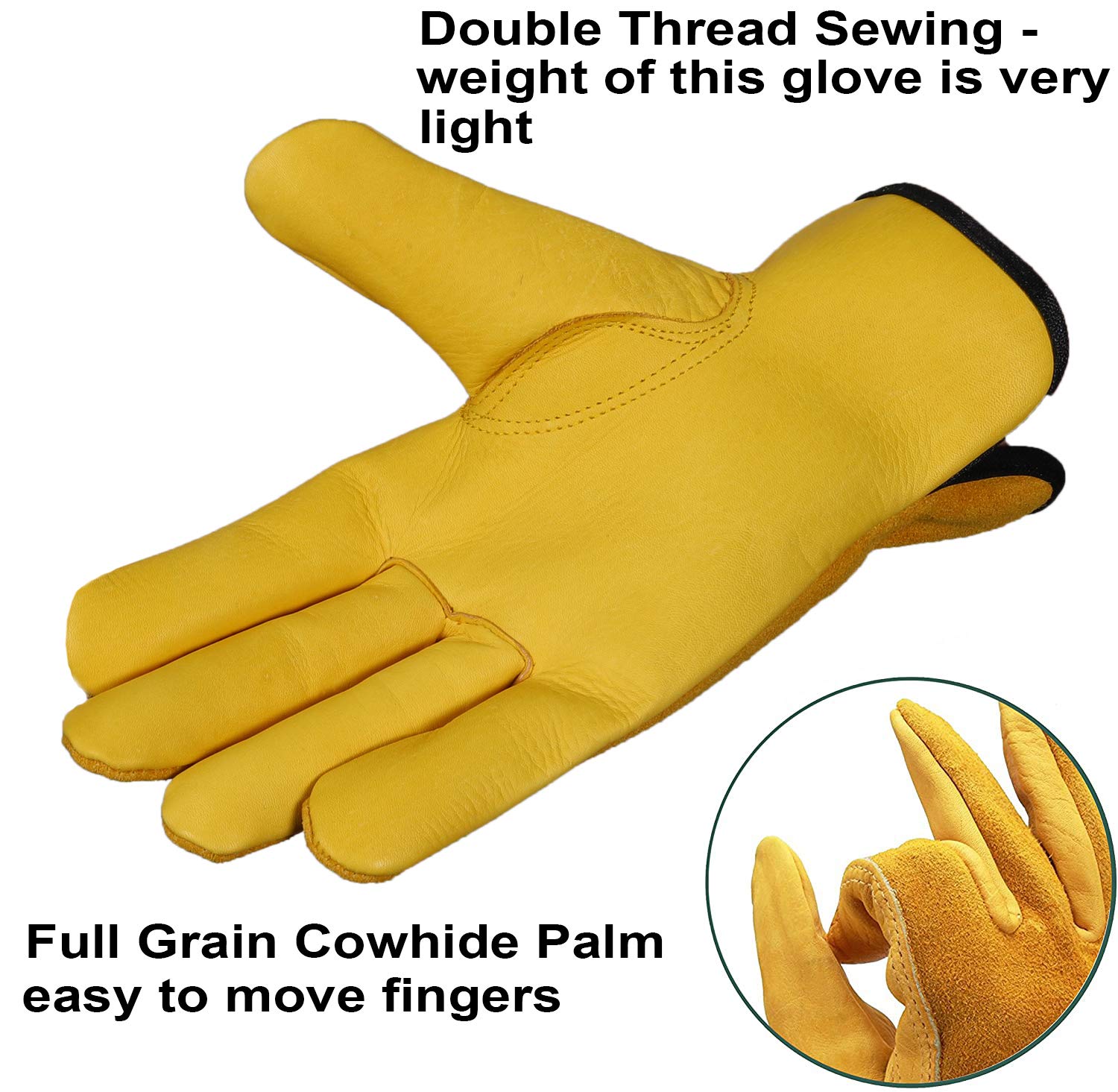 SAWANS Leather Work Gloves Thorn Resistant Gardening Gloves Heavy Duty for Men Women Breathable Flexible Construction