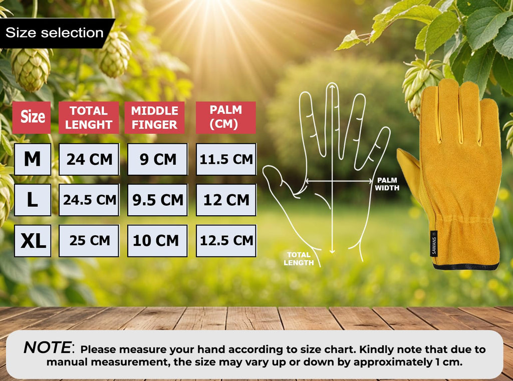 SAWANS Leather Work Gloves Thorn Resistant Gardening Gloves Heavy Duty for Men Women Breathable Flexible Construction