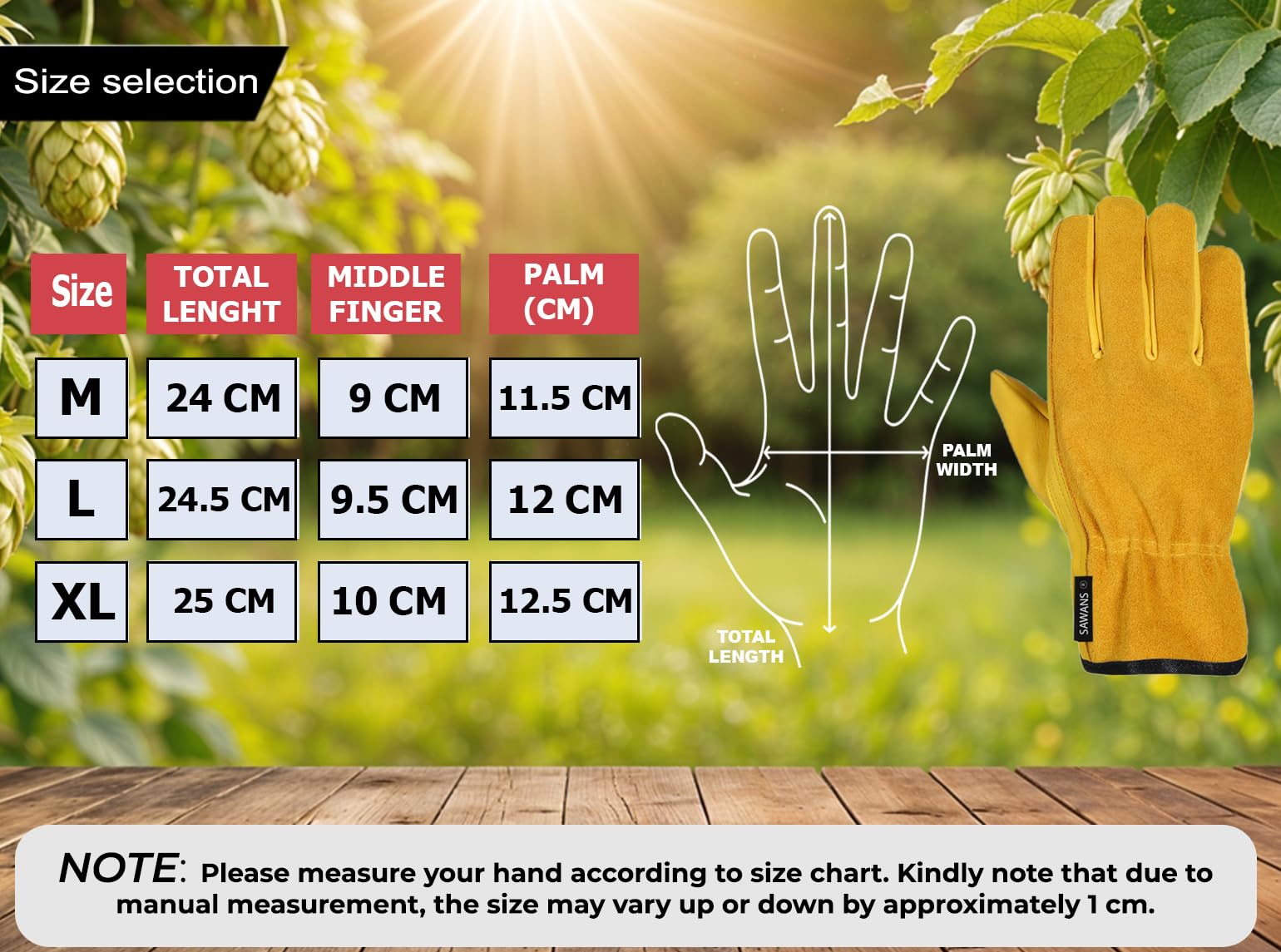 SAWANS Leather Work Gloves Thorn Resistant Gardening Gloves Heavy Duty for Men Women Breathable Flexible Construction