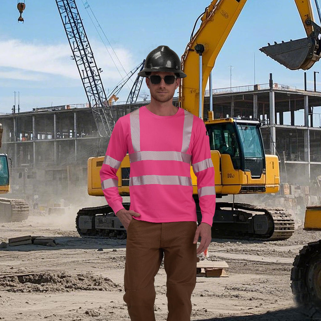 AYKRM 5 Color hi vis t Shirts High Viz Visibility Short Sleeve Safety Work Reflective Polo T Shirt(XS-8XL)