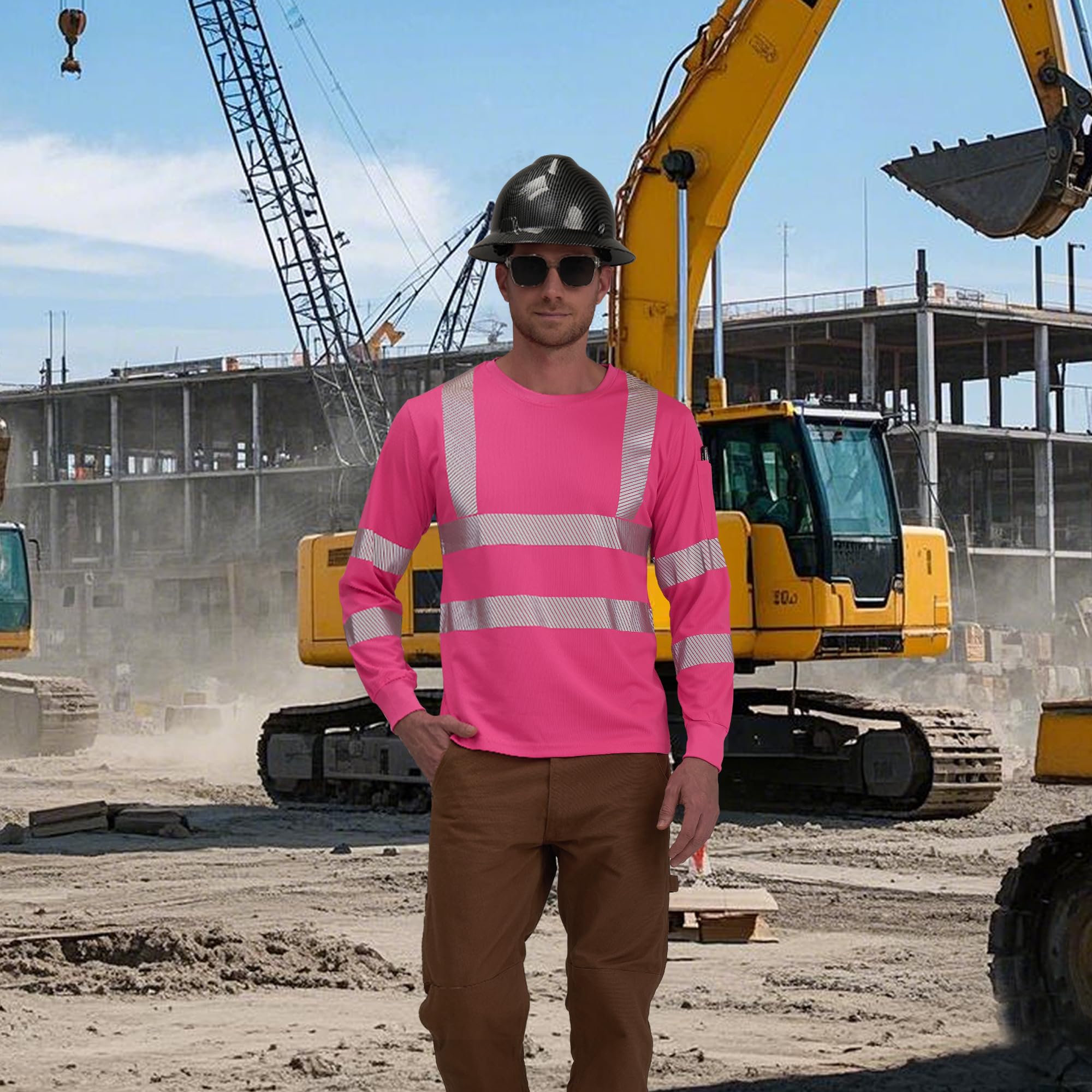 AYKRM 5 Color hi vis t Shirts High Viz Visibility Short Sleeve Safety Work Reflective Polo T Shirt(XS-8XL)