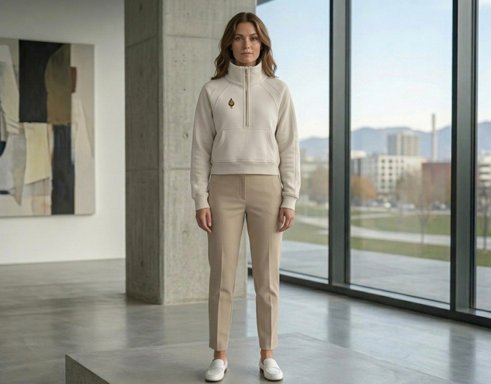 Women Power Edition Cropped Half-Zip Sweatshirt